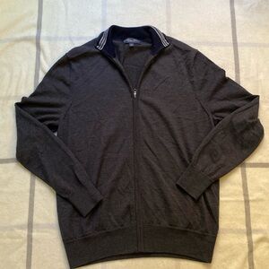 Brooks Brothers Men's Dark Gray Full-Zip Cardigan Sweater